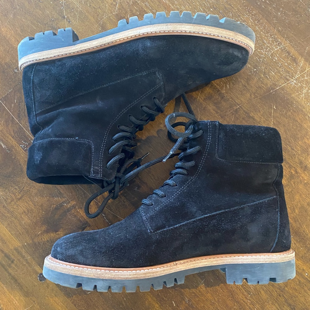 Vince black suede lace up boots